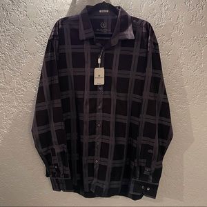Bugatchi Men’s Black & Blue Plaid Button-Down Shirt